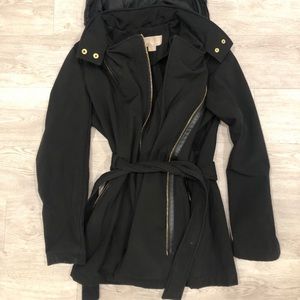 Michael Kors Hooded Black Trench Rain Coat - XL